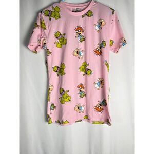Nickelodeon Rugrats Reptar Chuckie‎ All Over Print Pink T-Shirt Small